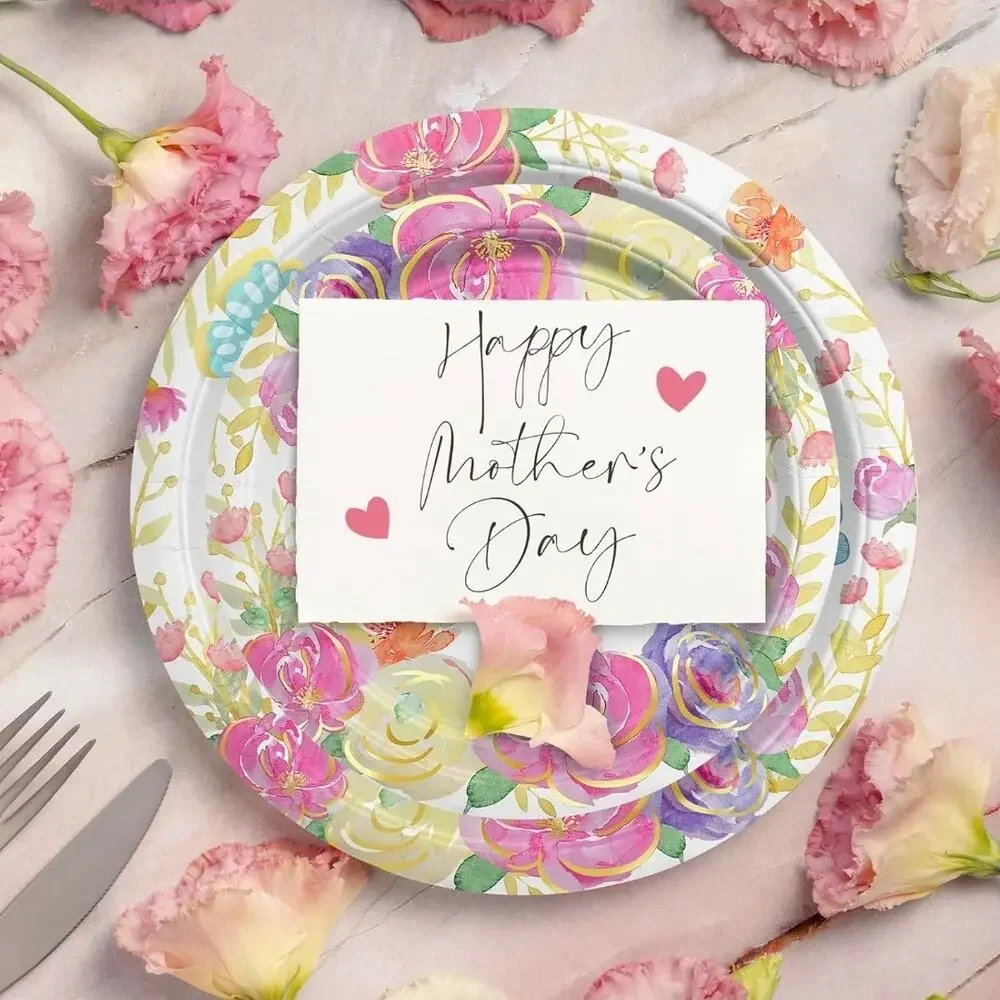 Mothers Day Party Decor Serve 25 Love You Mom Table Cloth Plates Napkin Cups s13